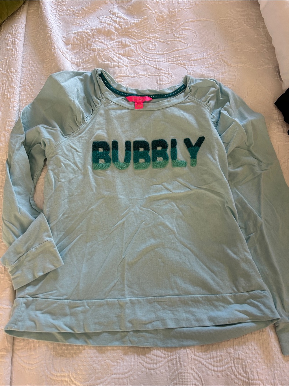 Lilly Pulitzer Mint Green 'BUBBLY' Long-Sleeve Sweatshirt
